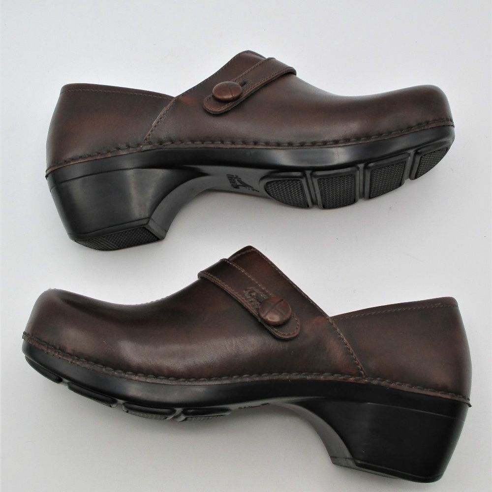 DANSKO Brown LEATHER Cross Strap COMFORT CLOGS  41